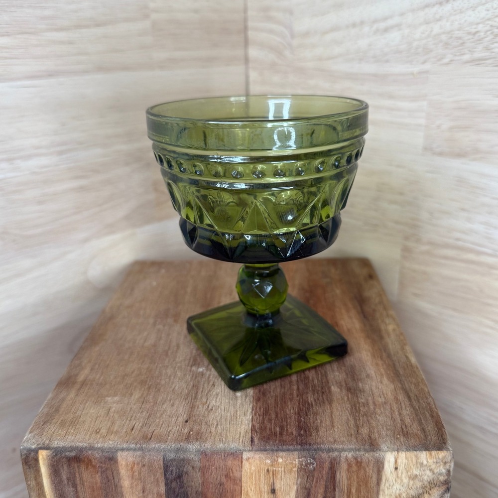 Indiana COLONY Park Lane Green Champagne Sherbet Glass‎ MID century Modern - Picture 5 of 6